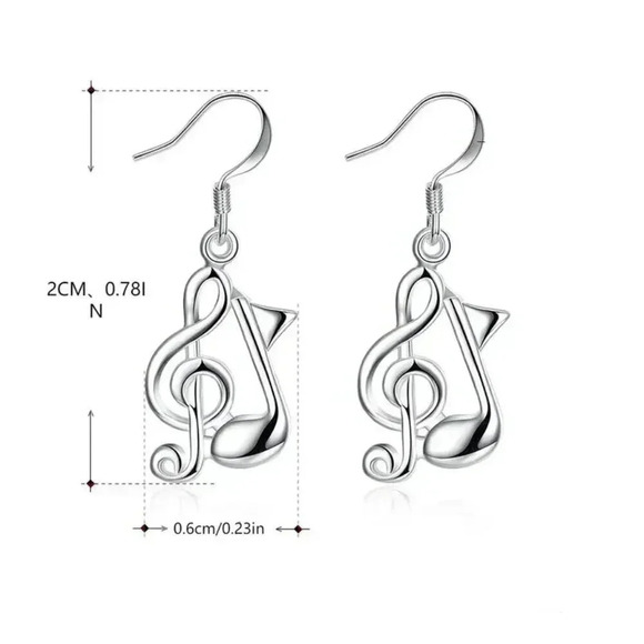 Musical Note Dangle Earrings (Nickel-Free and Hypoallergenic) - Picture 3 of 3
